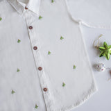 Frosty Pine Trees Embroidered Formal Shirt - White