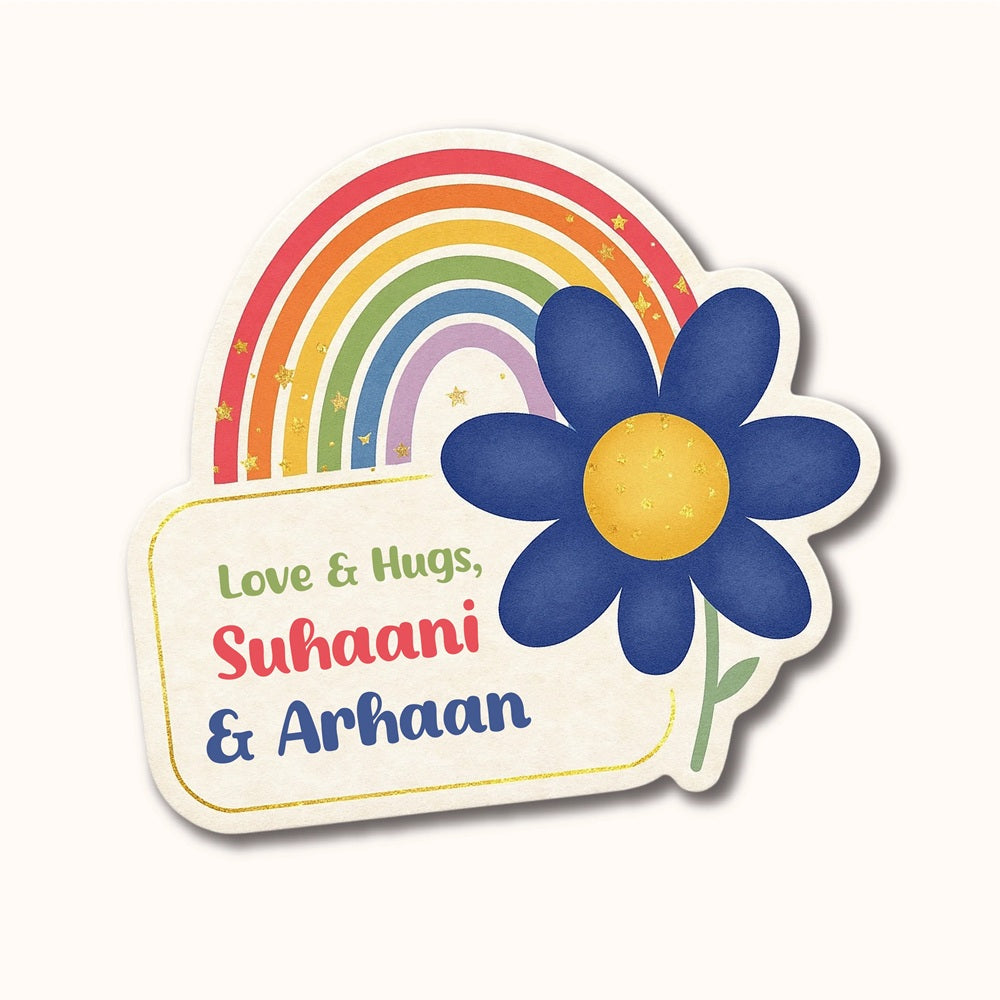 Gift Tag (Shape) - Rainbow With Flower