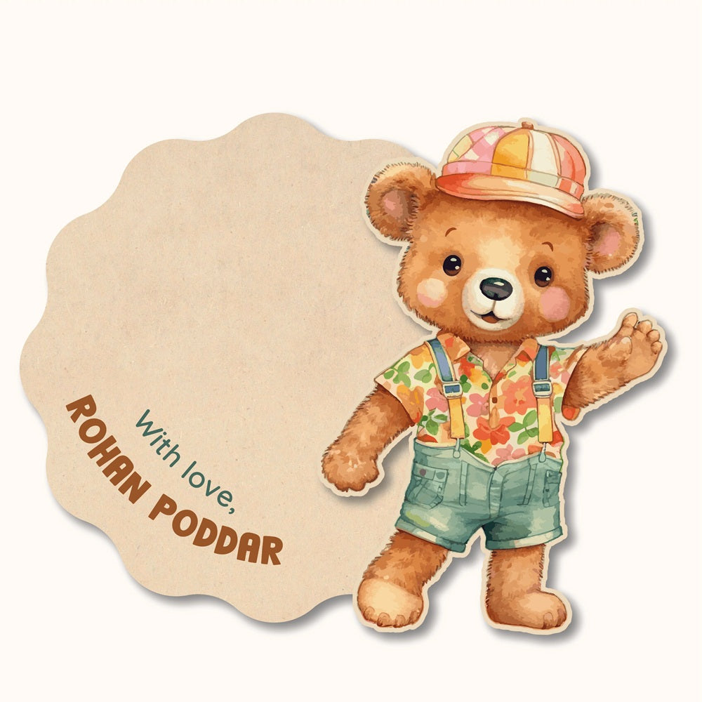Gift Tag (Shape) - Teddy with cap