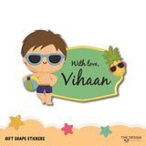 Gift Shape Stickers - Beach Boy