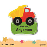 Gift Shape Stickers - Construction Truck