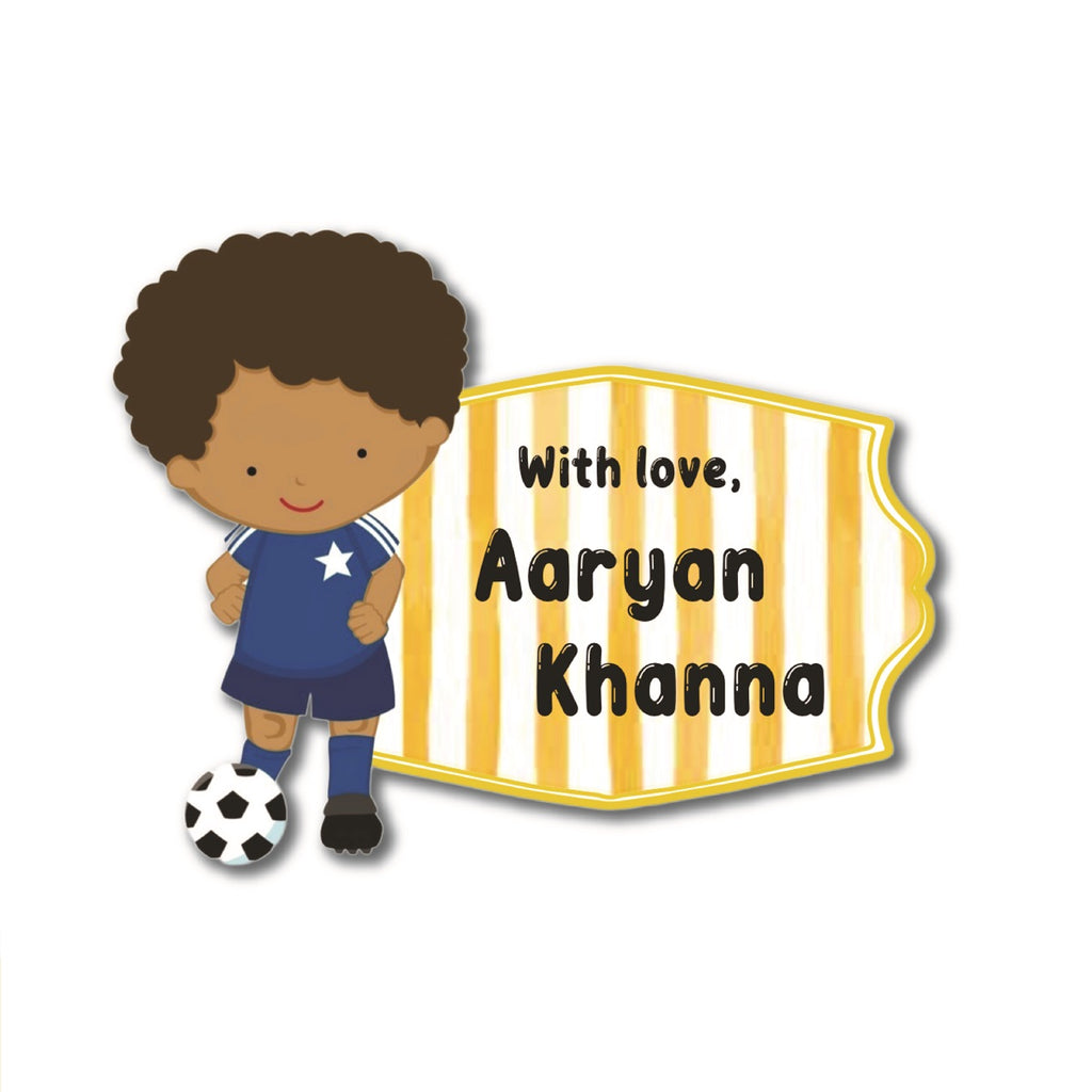 Gift Shape Sticker - Football Boy