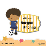 Gift Shape Stickers - Football Boy
