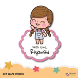 Gift Shape Stickers - Girl with Braids