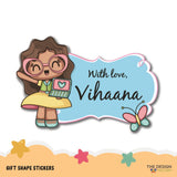Gift Shape Stickers - Girl with Laptop