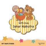 Gift Shape Stickers - Teddy with Candy