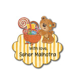 Gift Shape Sticker - Teddy With Candy