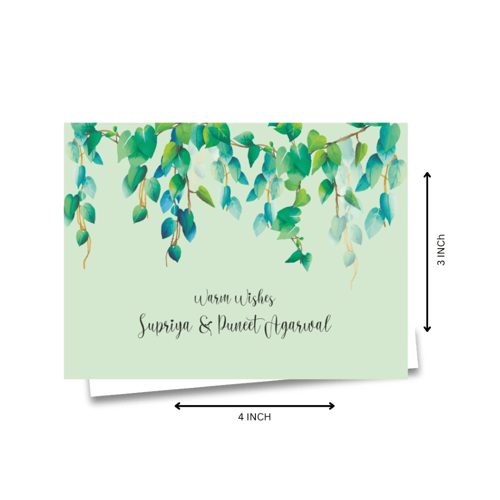 Personalised Gift Notecard - Green Watercolor Leaves