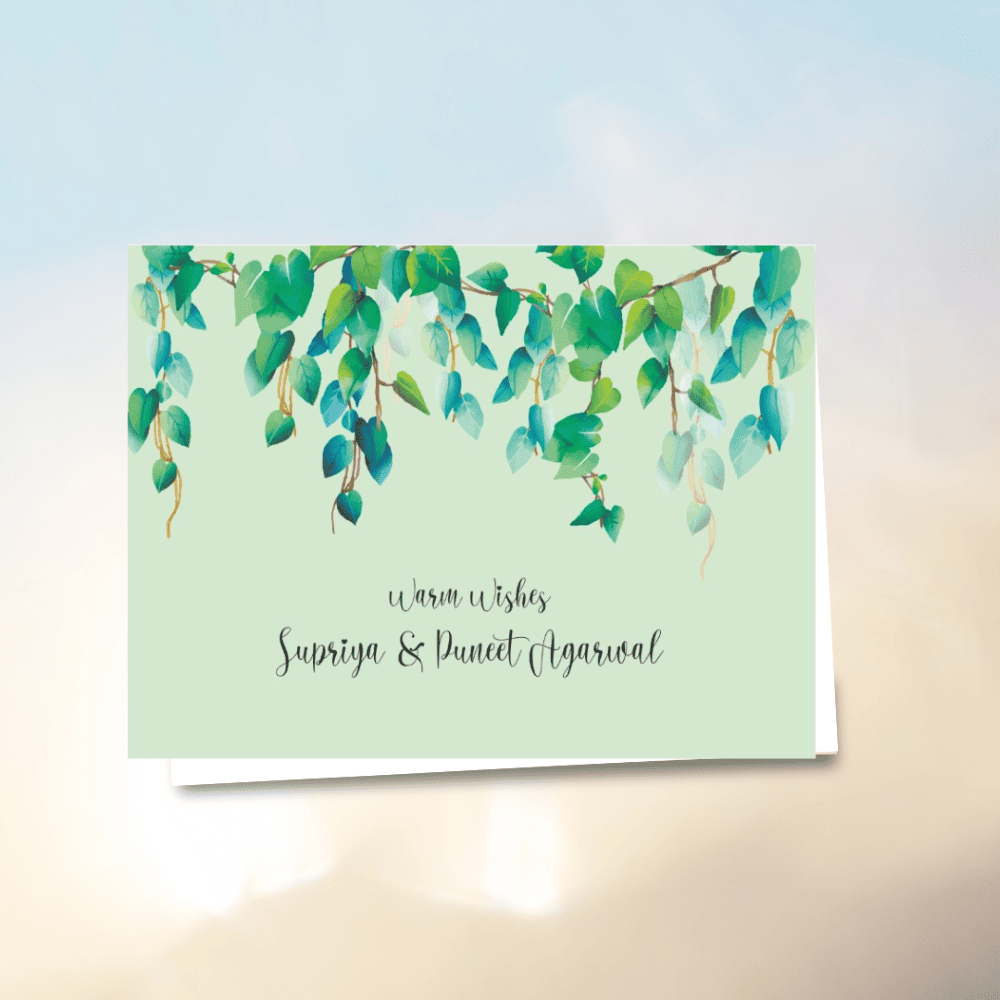 Personalised Gift Notecard - Green Watercolor Leaves