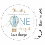 Round thank you label - Hot Air Balloon