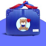 19 pcs Royal Blue Bow Teddy Birthday Gift Hamper set for Baby with travelling suitcase