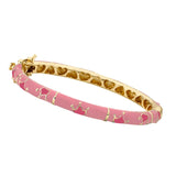 Pink Enamel Bangle with hot pink crown 14k gold plated.