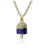 Sparkle Sweet Crystal Dripping Marbleised Enamel Popsicle Pendant Necklace