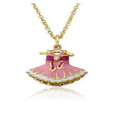 Enamel Bow Adorned Ballerina Dress  Necklace