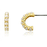 Half Hoop Earring with Pearls 14K Gold Plated