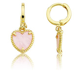 Classic Earring with Pink Mother of Pearl Heart Dangle