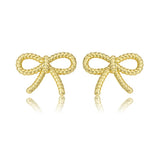 Small Row Bow Stud Earring 14K Gold Plated