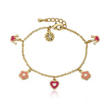 Pink & Hot Pink Multi-Charms Bracelet 14k gold plated