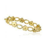 Flower & Oval Links Bangle 14k gold plated.