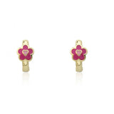 Pink Flower Huggy Earring 14k gold plated.