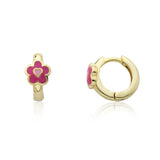 Pink Flower Huggy Earring 14k gold plated.