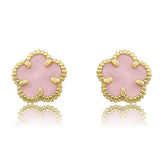 Pink Mother of Pearl Flower Earring 14k gold plated