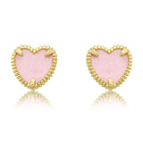 Pink Mother of Pearl Heart Earring, 14k gold plated