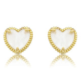 Mother of Pearl Heart Earring, 14k gold plated
