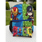 School Backpack with Pouch - Superheroes