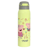 Youp Stainless Steel Green Color Peppa Pig Theme Kids Insulated Double Wall Sipper Bottle Googlie - 500 ml