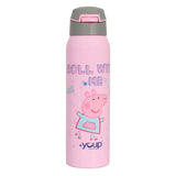 Youp Stainless Steel Pink Color Peppa Pig Theme Kids Insulated Double Wall Sipper Bottle Googlie - 500 ml