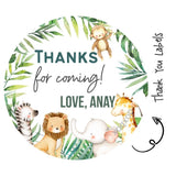 Round thank you label - Safari animals