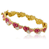Cut Out Enamel Heart Bangle 14k gold plated