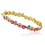 Enamel Flower & Butterfly Bangle 14k gold plated.