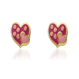 Enamel Heart in Heart Stud Earring