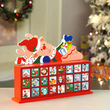 24days Deer on Roof Block shaped wooden advent Calendar for christmas