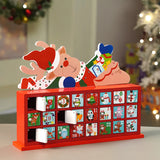 24days Deer on Roof Block shaped wooden advent Calendar for christmas