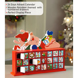 24days Deer on Roof Block shaped wooden advent Calendar for christmas