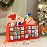 24days Deer on Roof Block shaped wooden advent Calendar for christmas