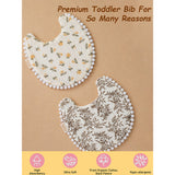2 Pcs Set Floral Soft Muslin Adjustable Lace Tie-Up Bibs with Matching Bow Hair Tie