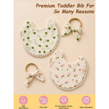 2 pcs set Green Pink soft adjustable Lace Tie up Bibs with matching bow hair tie up