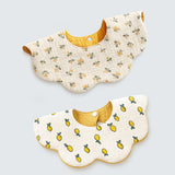 2 Pcs Set Occur Print Soft Muslin Adjustable Button Closure & Wide Shoulder Size Bibs
