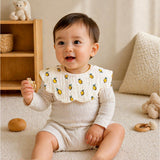 2 Pcs Set Occur Print Soft Muslin Adjustable Button Closure & Wide Shoulder Size Bibs