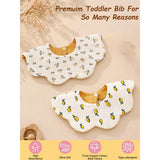 2 Pcs Set Occur Print Soft Muslin Adjustable Button Closure & Wide Shoulder Size Bibs