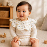 2 Pcs Set Occur Print Soft Muslin Adjustable Button Closure & Wide Shoulder Size Bibs