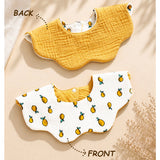 2 Pcs Set Occur Print Soft Muslin Adjustable Button Closure & Wide Shoulder Size Bibs