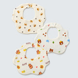 3 Pcs Set cream multi Print Soft Muslin Adjustable Button Closure & Wide Shoulder Size Bibs