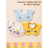3 Pcs Set Panda Print Premium Adjustable Button Closure & Wide Shoulder Size Bibs