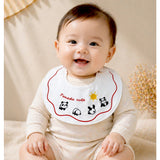 3 Pcs Set Panda Print Premium Adjustable Button Closure & Wide Shoulder Size Bibs