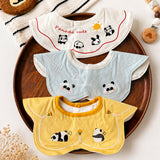 3 Pcs Set Panda Print Premium Adjustable Button Closure & Wide Shoulder Size Bibs